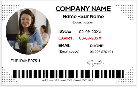 Black and White ID Card Template