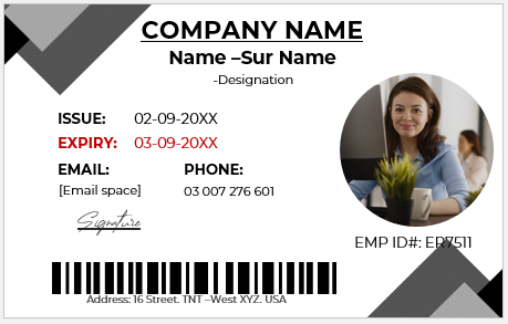 Black and White ID Card Template