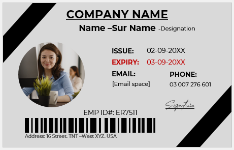 Black and White ID Card Template