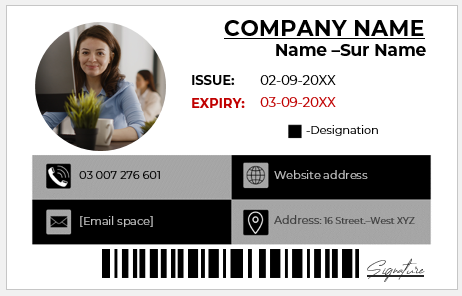 Black and White ID Card Template