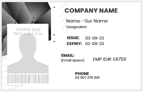 Black and white ID badge template