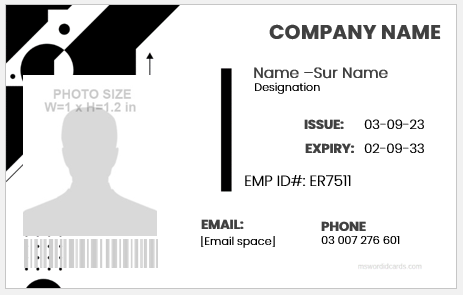Black and white ID badge template