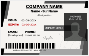 Black and White ID Card Template