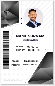 Black and white ID badge template