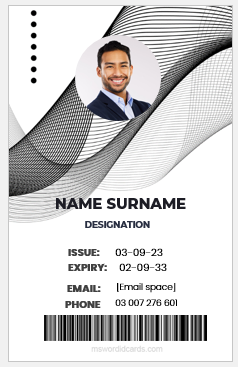 Black and white ID badge template