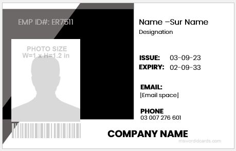 Black and White Employee ID card template