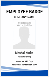 Blue and White Employee ID Badge