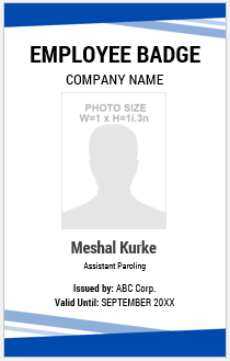 Blue and White Employee ID Badge