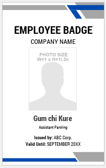 Blue and White Employee ID Badge