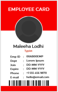 Red and White ID Badge Template