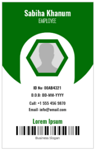 Green and White ID Badge