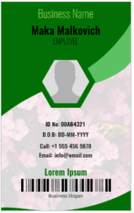 Green and White ID Badge