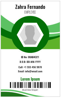 Green and White ID Badge