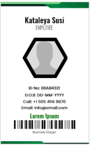 Green and White ID Badge