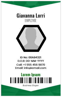 Green and White ID Badge