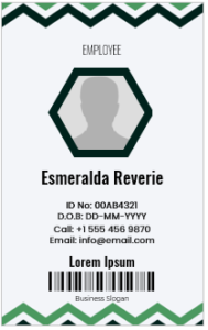 Green and White ID Badge
