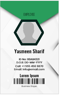 Green and White ID Badge