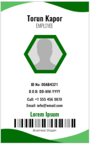Green and White ID Badge