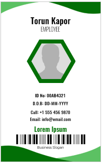 Green and White ID Badge