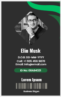 Green and White ID Badge