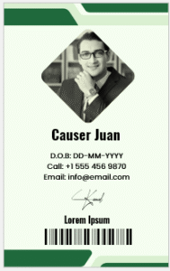 Green and White ID Badge