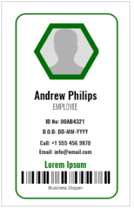 Green and White ID Badge