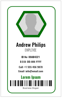 Green and White ID Badge