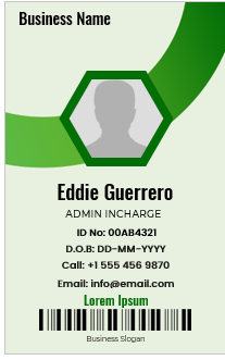 Green and White ID Badge