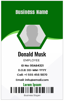 Green and White ID Badge