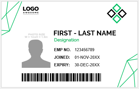 Green and White ID Template