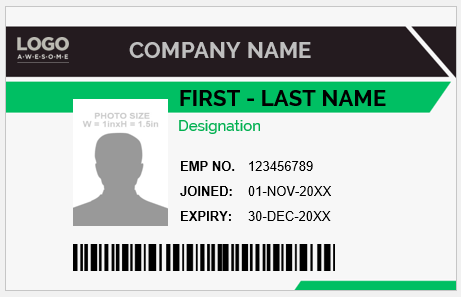 Green and White ID Template