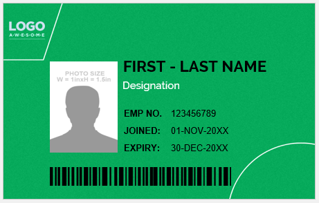 Green and White ID Template