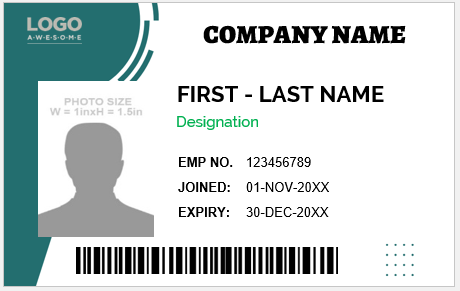 Green and White ID Badge