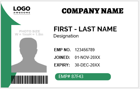 Green and White ID Badge