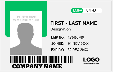 Green and White ID Badge