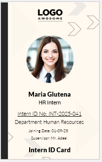 Intern or Trainee ID Badge Template