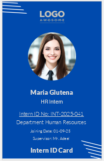 Intern or Trainee ID Badge Template