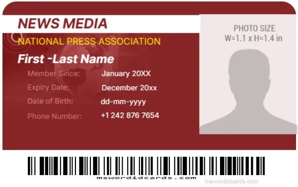 Press Reporter ID Card Template -Editor