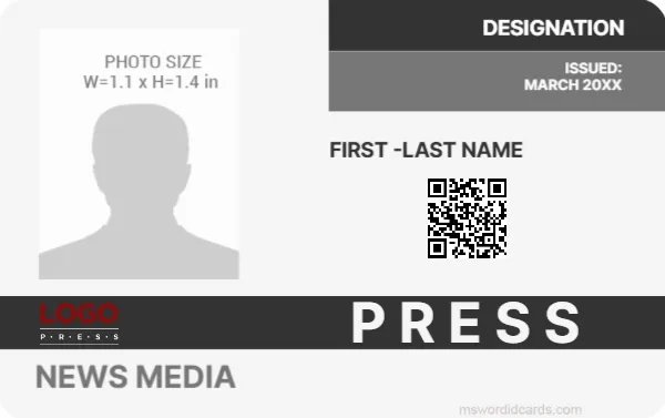 Press Reporter ID Card Template -Editor