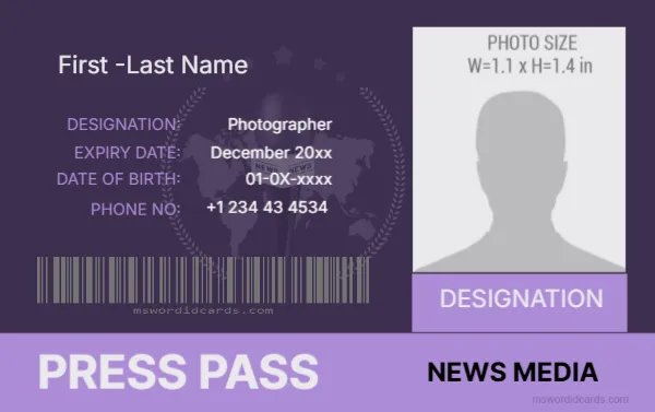 Press Reporter ID Card Template -Editor