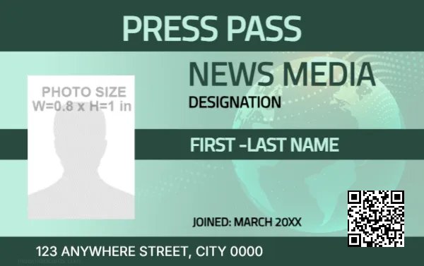 Press Reporter ID Card Template -Editor