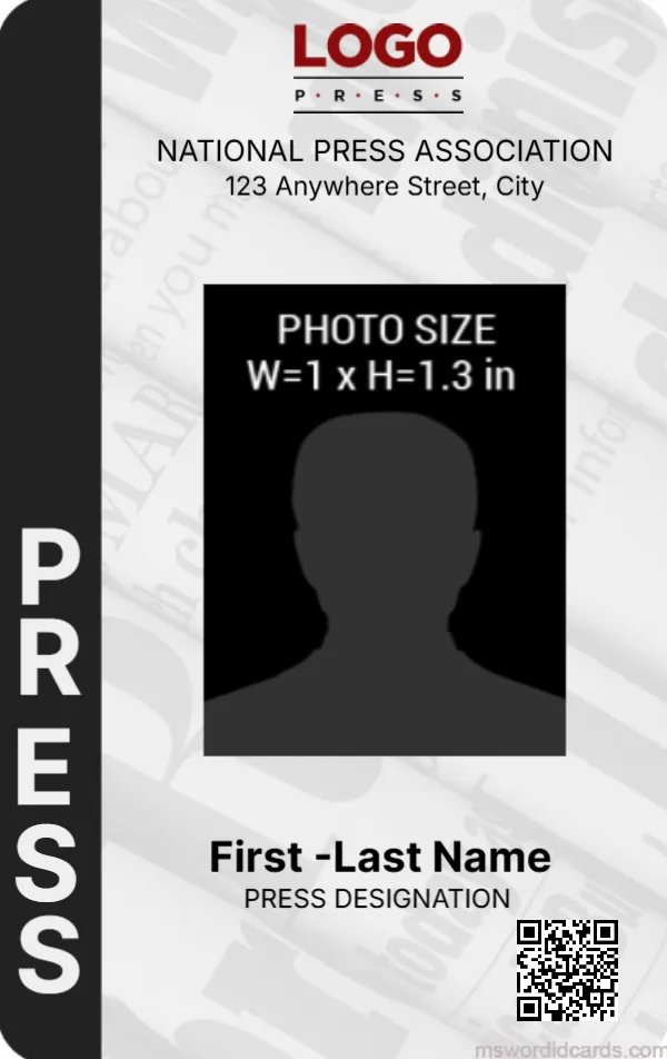 Press Reporter ID Card Template -Editor