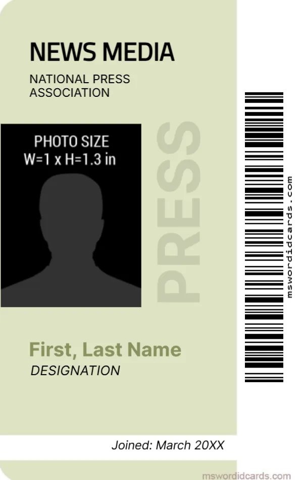 Press Reporter ID Card Template