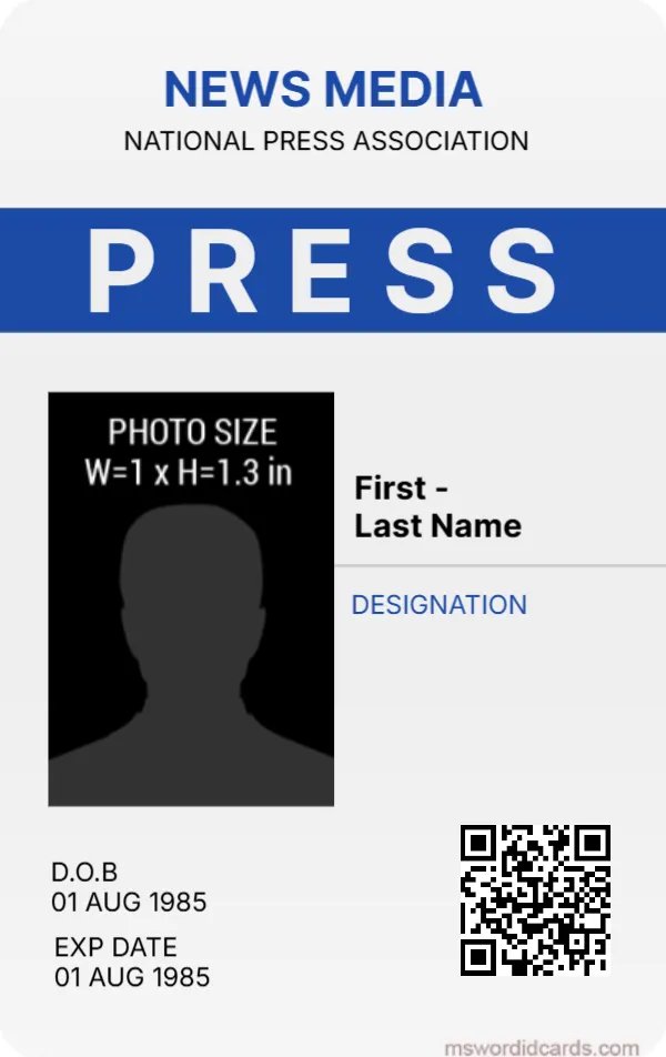Press Reporter ID Card Template -Editor