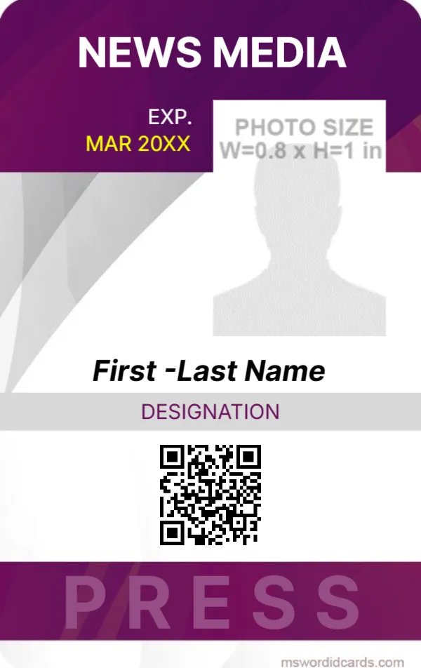 Press Reporter ID Card Template -Editor