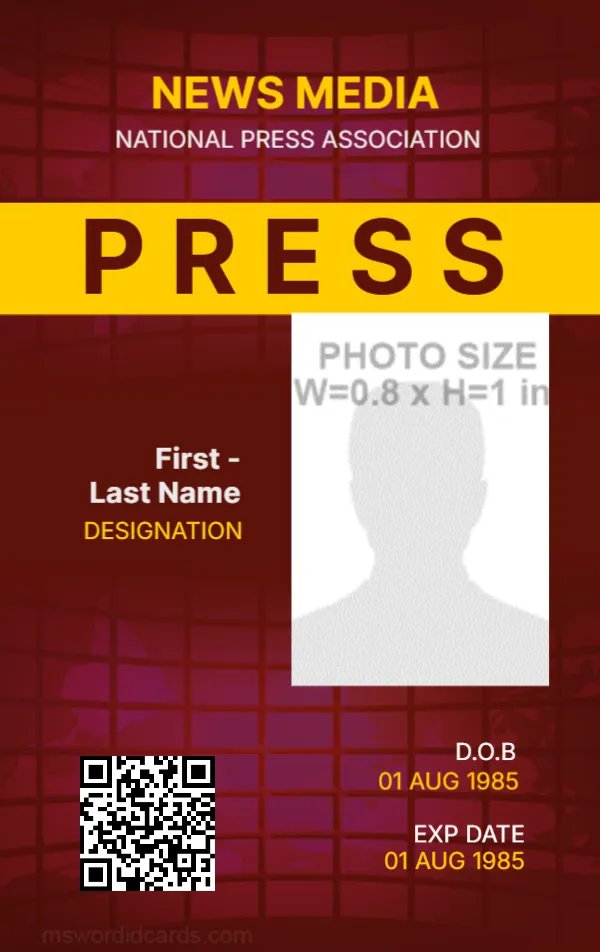 Press Reporter ID Card Template