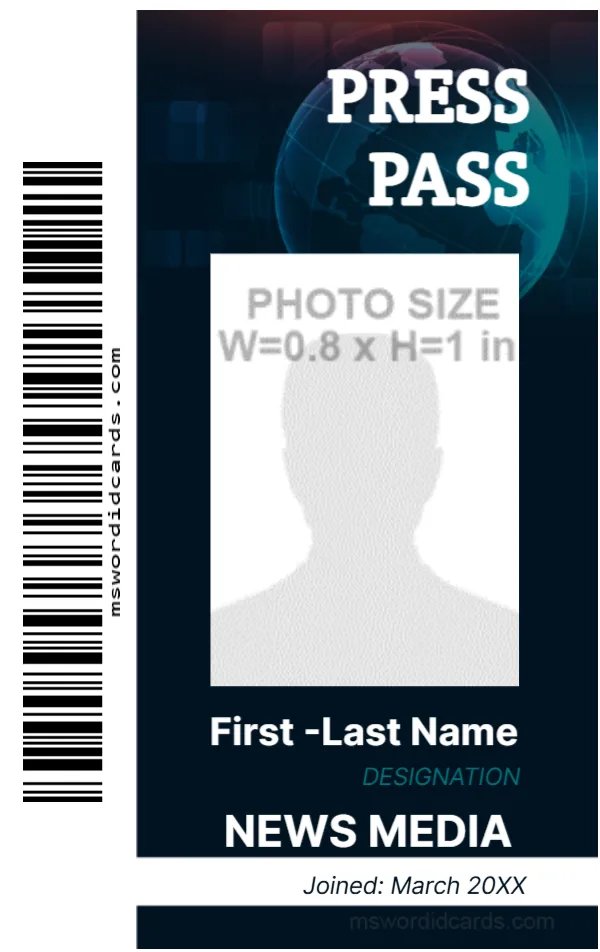 Press Reporter ID Card Template