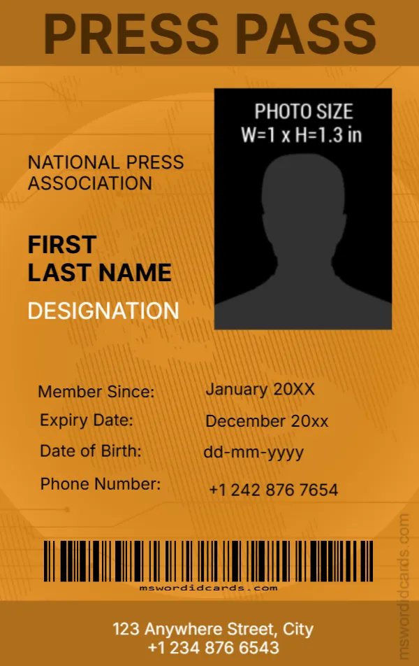 Press Reporter ID Card Template