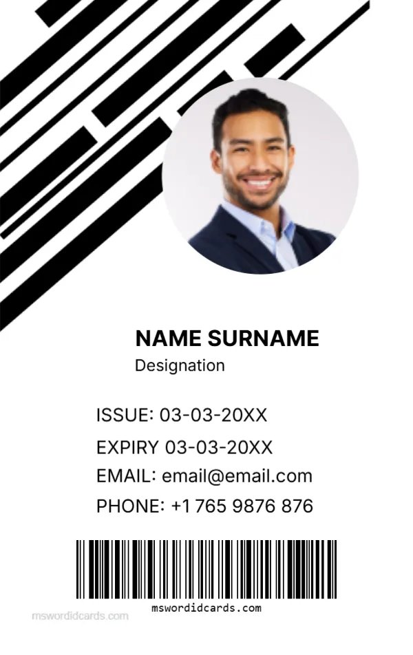 Black and White ID Card Template -Editor