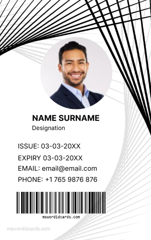 Black and White ID Card Template